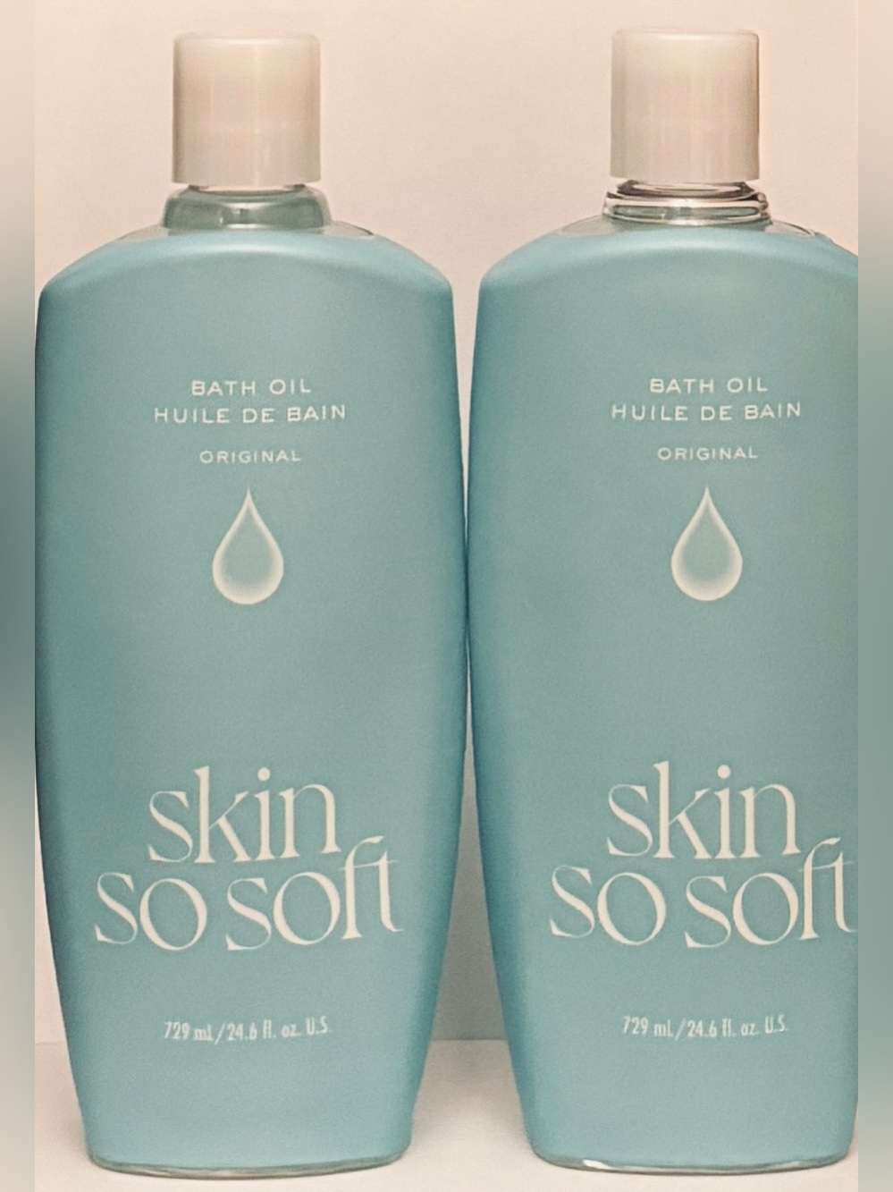 Two (2) Avon large Skin So Soft Original bath oils 24.6 fl oz each (sealed).